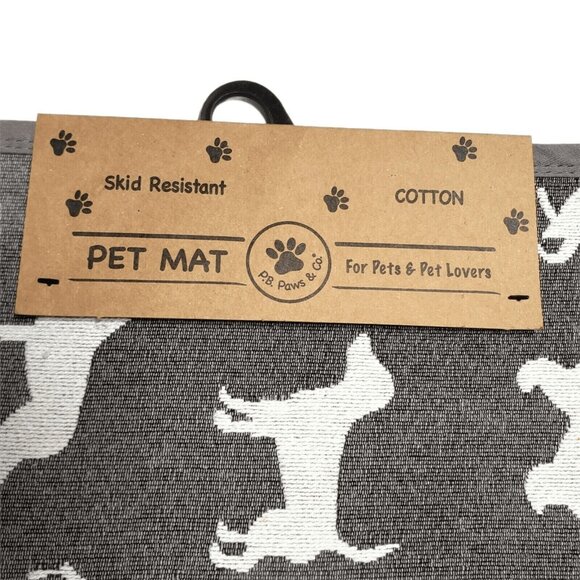 Dog Pet Feeding Mat 13x19" Non Slip Cotton Food Water Bowl Placemat Gray White - Picture 4 of 8
